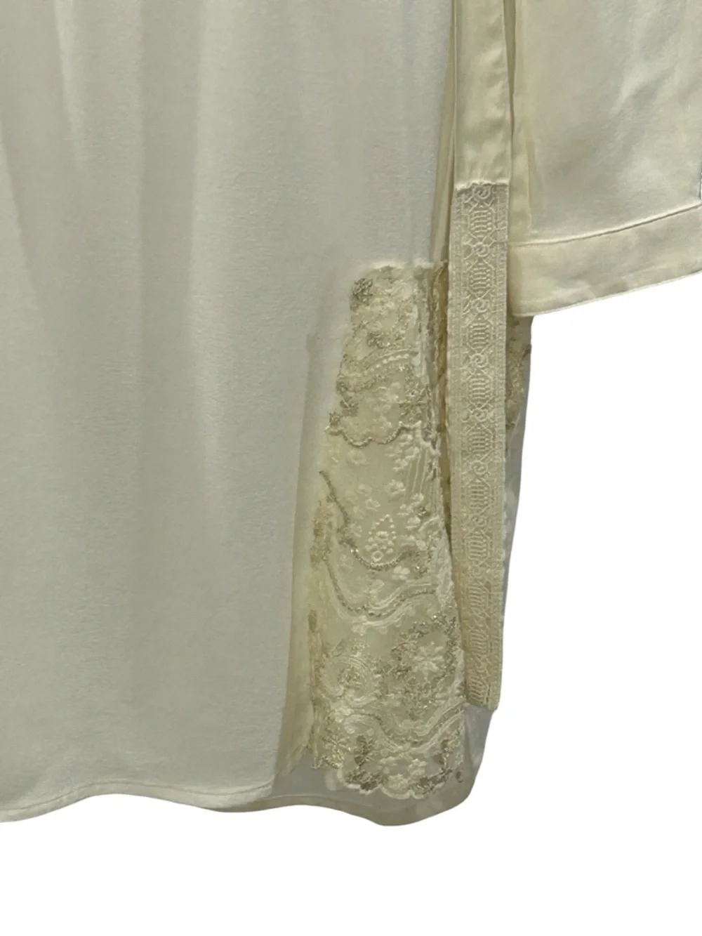 Tiny Ivory Boho Festival Shirt Dress Embroidered Lace XS S Country Cottagecore - Picture 9 of 16